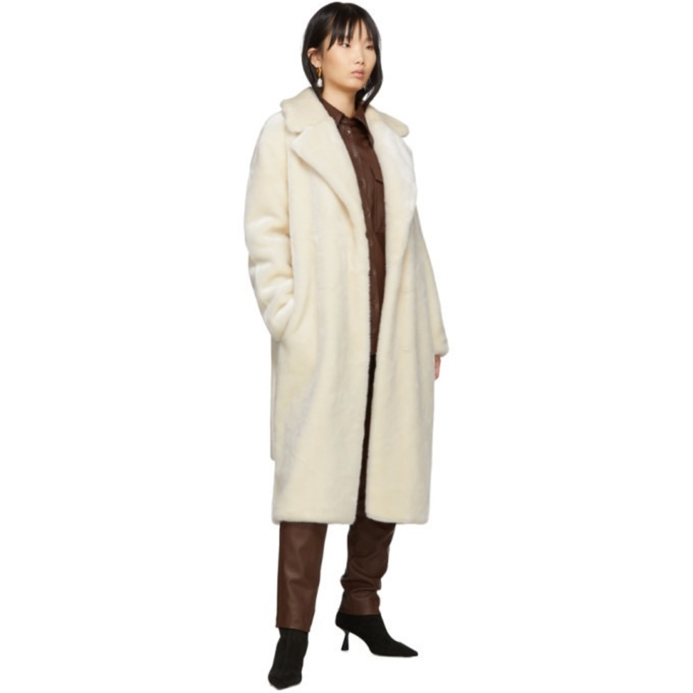Tibi white faux fur coat